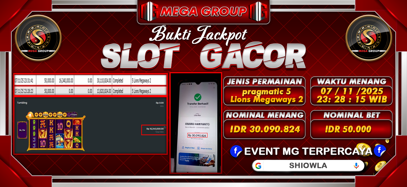 Bukti JP situs Shiowla hari Jumat, 07 November 2025