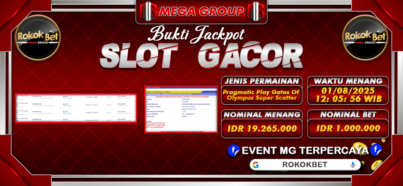 Bukti JP situs Rokokbet hari Jumat, 01 Agustus 2025