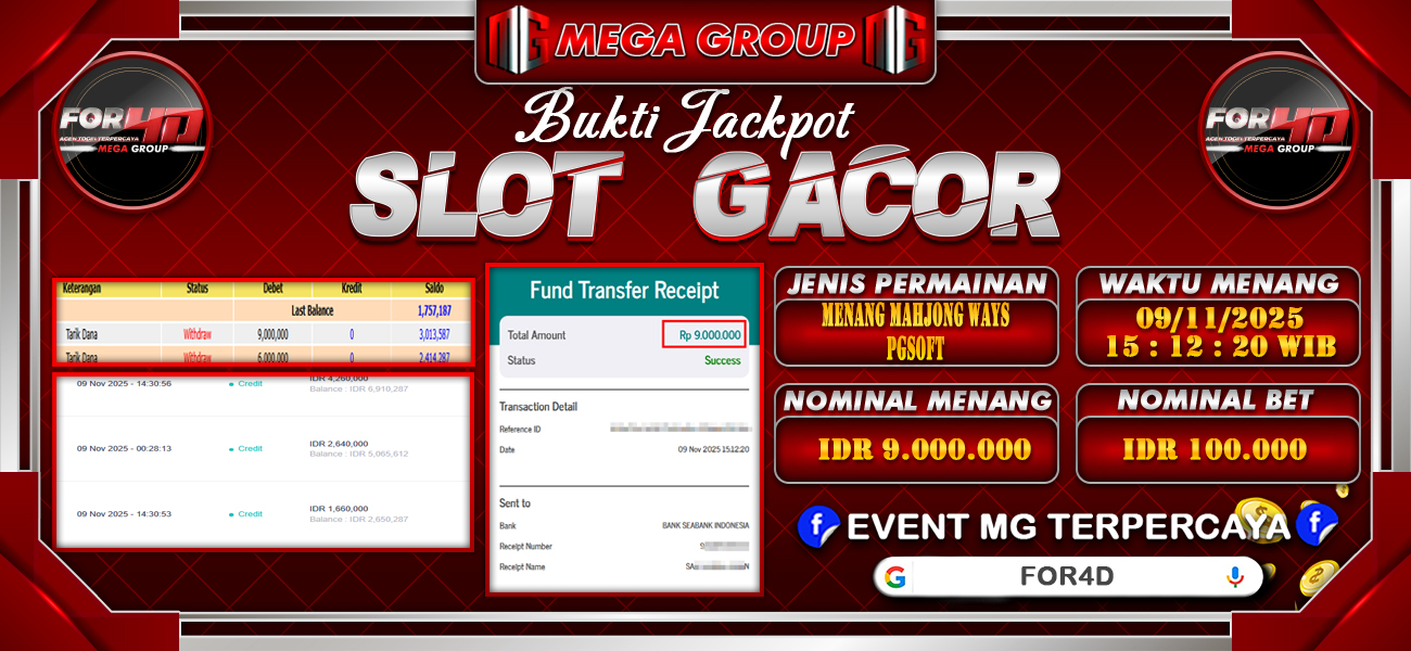 Bukti JP situs For4D hari Senin, 10 November 2025