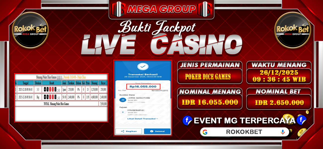 Bukti JP situs Rokokbet hari Jumat, 26 Desember 2025