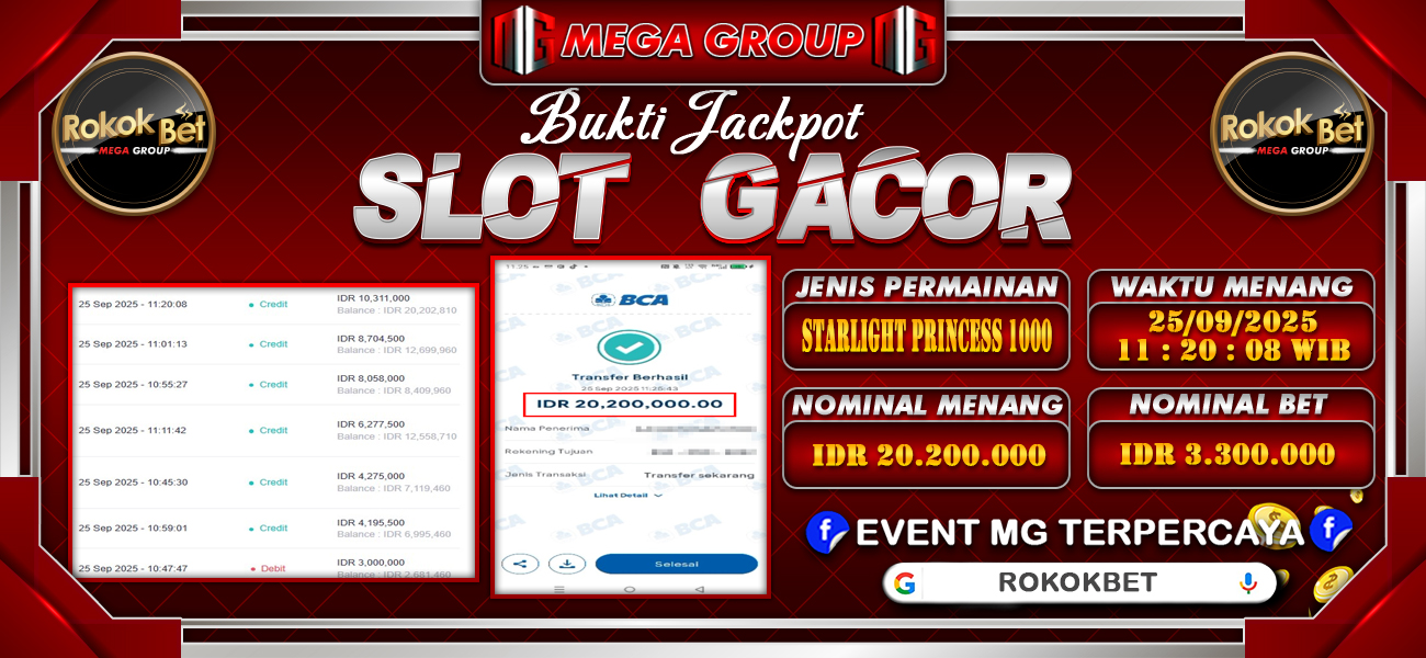 Bukti JP situs Rokokbet hari Kamis, 25 September 2025